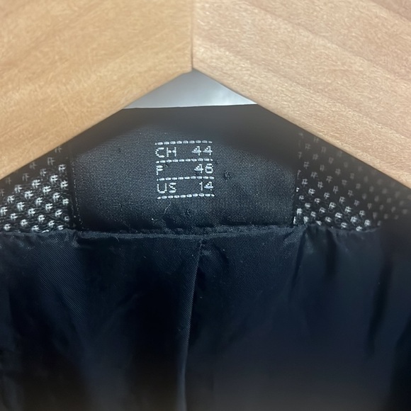 AKRIS Gray Wool Houndstooth Trench Coat Blazer 14/46 - Picture 6 of 12